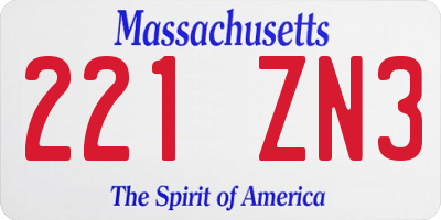 MA license plate 221ZN3