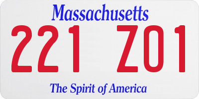 MA license plate 221ZO1