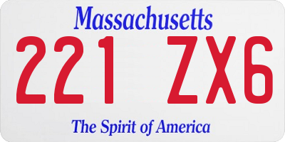 MA license plate 221ZX6