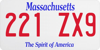 MA license plate 221ZX9