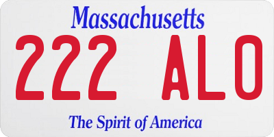 MA license plate 222AL0