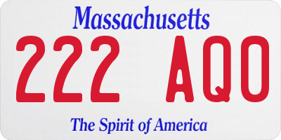 MA license plate 222AQ0