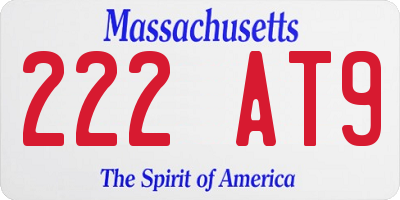 MA license plate 222AT9