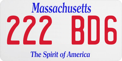 MA license plate 222BD6