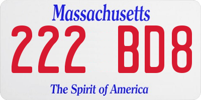 MA license plate 222BD8