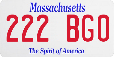 MA license plate 222BG0