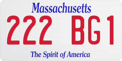 MA license plate 222BG1