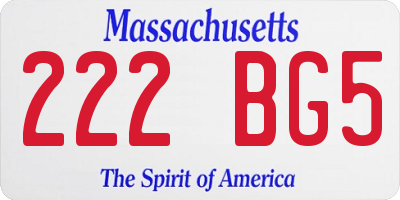 MA license plate 222BG5