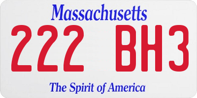 MA license plate 222BH3