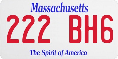 MA license plate 222BH6