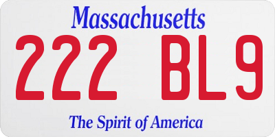 MA license plate 222BL9