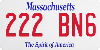 MA license plate 222BN6