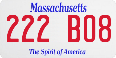 MA license plate 222BO8