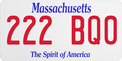 MA license plate 222BQ0