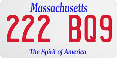 MA license plate 222BQ9