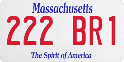 MA license plate 222BR1