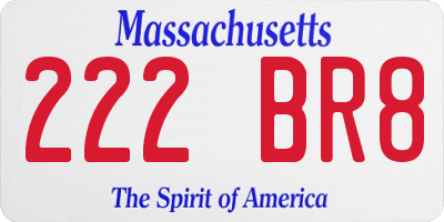 MA license plate 222BR8