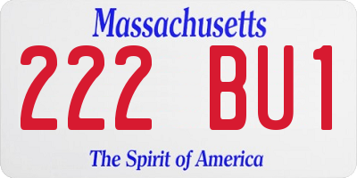 MA license plate 222BU1