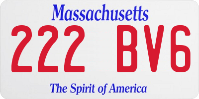 MA license plate 222BV6