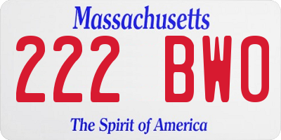 MA license plate 222BW0