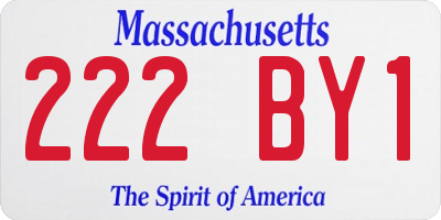 MA license plate 222BY1