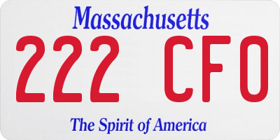 MA license plate 222CF0
