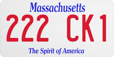 MA license plate 222CK1