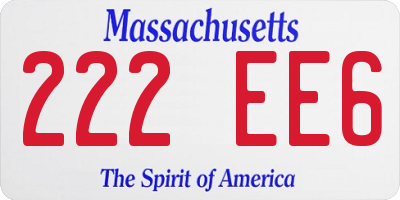 MA license plate 222EE6