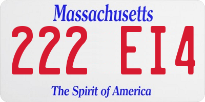 MA license plate 222EI4