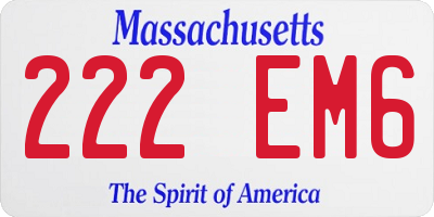 MA license plate 222EM6