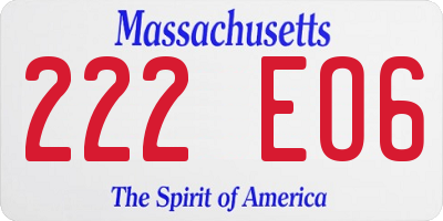 MA license plate 222EO6