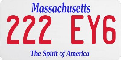 MA license plate 222EY6