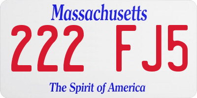 MA license plate 222FJ5