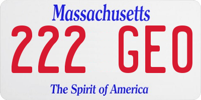 MA license plate 222GE0