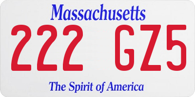 MA license plate 222GZ5