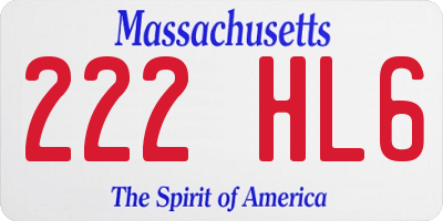 MA license plate 222HL6