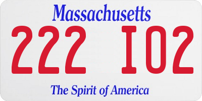 MA license plate 222IO2