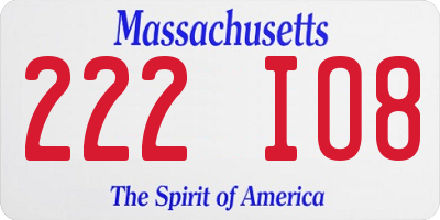 MA license plate 222IO8