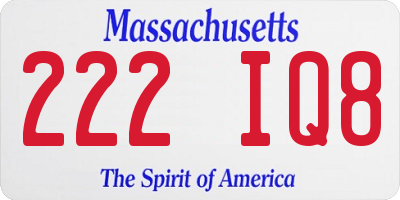 MA license plate 222IQ8