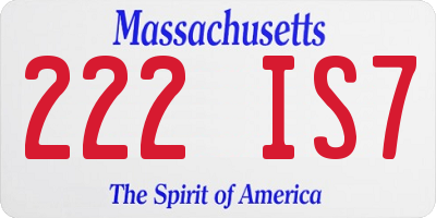 MA license plate 222IS7