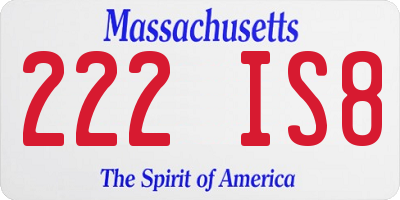 MA license plate 222IS8