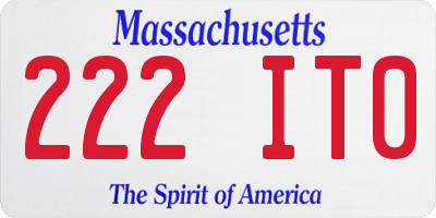 MA license plate 222IT0