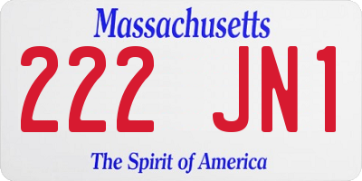 MA license plate 222JN1