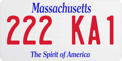 MA license plate 222KA1