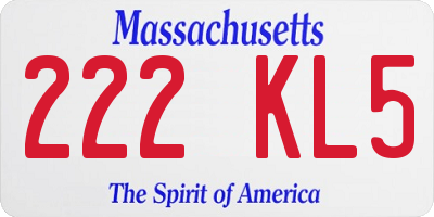 MA license plate 222KL5