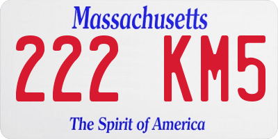 MA license plate 222KM5