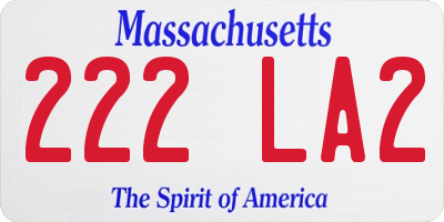MA license plate 222LA2