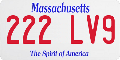 MA license plate 222LV9