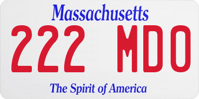 MA license plate 222MD0