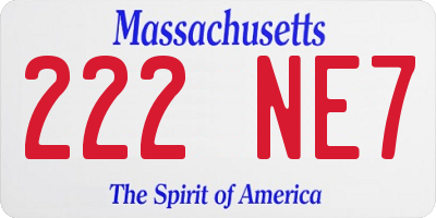 MA license plate 222NE7